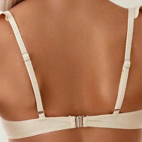 Beige Women's Beach Hollow Out 3d Rose Design One Piece Swimsuit - Picture 4 of 5